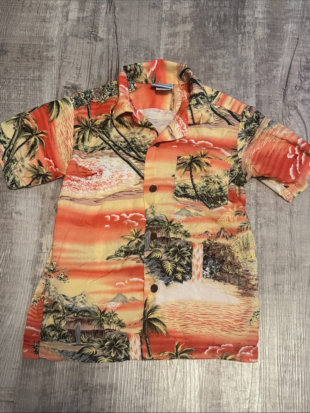 Youth Orange Tropical Hawaiian Shirt